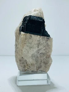 Black Tourmaline-quartzite-symbiotic-Tourmaline-Quartz-146g Glass Display Base - Picture 1 of 10