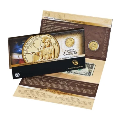 🇺🇸 2014-D Denver Mint Success of Lewis & Clark American $1 Coin & Currency Set - Image 1 of 4