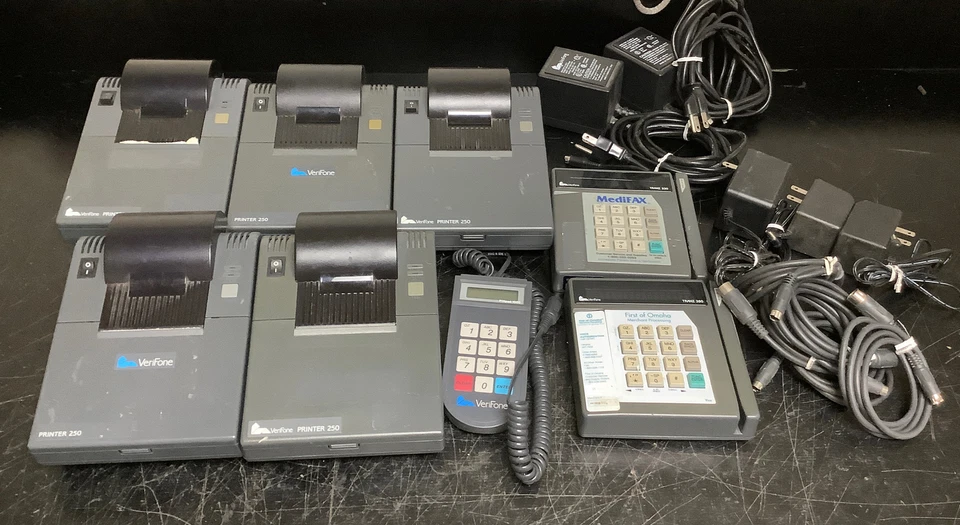 VeriFone Lot | 5 Printers Model 250 | PinPad 1000 | Tranz 330 and Tranz 380 - Image 1 of 4