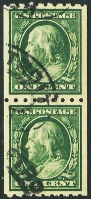 390, Used 1¢ Coil Pair Superb With PSAG Graded 98 Certificate - Stuart Katz - Image 1 of 2