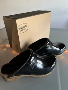 *Sanita*hochwertige Holz-Clogs/Pantolette Gr.35-Lackleder/patent-Dänemark-black - Bild 1 von 7