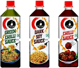 Ching’s Set of 3 Assorted Sauces - Green Chili- Dark Soy -Red Chilli Sauce 680g - Picture 1 of 7
