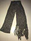 72 Inch Womens Brown White Winter Scarf Fringe Trim One Size Fits Most Soft Warm