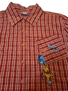 Disney Winnie The Pooh Women Size Large Embroidered Red Plaid Shirt Short Sleeve - Picture 1 of 11