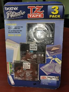 New P-Touch Brother TZ Tape 3 Pack 2 - 12mm- .5" & 1- 9mm - 3/8" All White - Picture 1 of 2