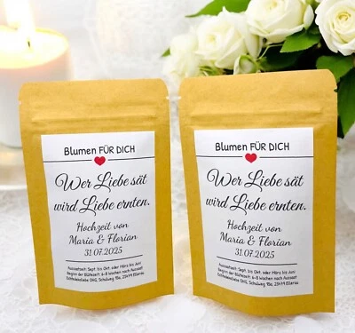 Hochzeit Gastgeschenk Blumensamen-Gastgeschenk Hochzeit Samen- personalisiert - Bild 1 von 2