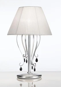 Lampada da tavolo lume classico con cristallo argento e paralume bianco - Foto 1 di 1
