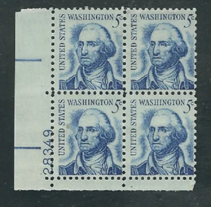 Scott #1283... 5 Cent... Washington...5 Plate Blocks - Picture 1 of 1