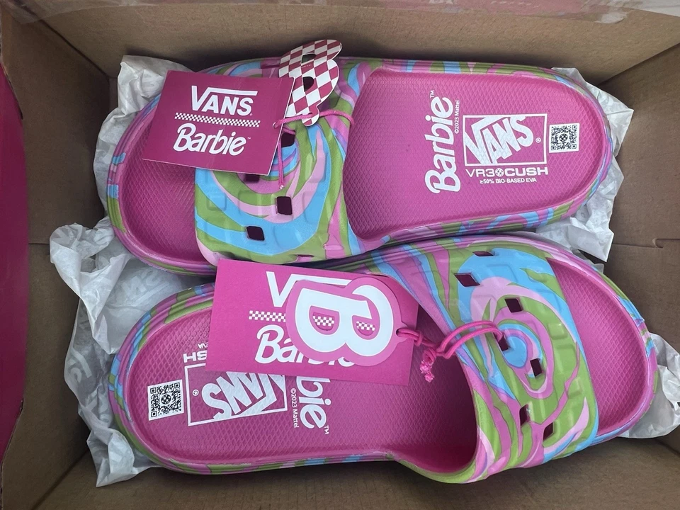 Vans Barbie Trippy Rosa Zapatos Toboganes Mujer’s Talla 7 Foto 1 de 4