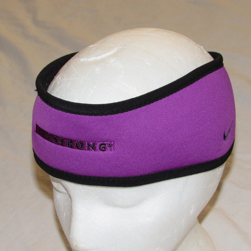 耐克 Livestrong Therma Fit 双面头带暖耳紫色黑色 — 第 1/3 张图片