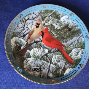 Feuer im Schnee Kardinal Teller Derk Hansen Winged Treasures Danbury Mint 1991 - Bild 1 von 3