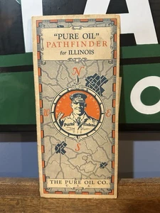1928 Pure Oil Road Map: Illinois USED - Picture 1 of 2