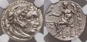 Moneda antigua dracma Alejandro III el Grande AR, acuñación Colofón. NGC Ch en estado bastante bueno. A1324 - Imagen 1 de 8