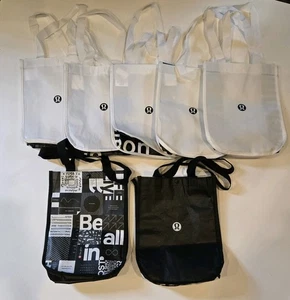 Lot Of 7 Lululemon Small Totes 1 Holiday Be All In 5 White 1 Black Snap 12 X 9 S - Picture 1 of 7
