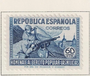 Spanien Bürgerkrieg Maschinengewehre Briefmarke 1938 MLH #610 EU - Bild 1 von 1