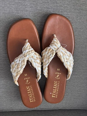 Italian Shoemakers Sandals Womens Size 11 Brown Thong Toe Flat Sandal New - Image 1 of 3