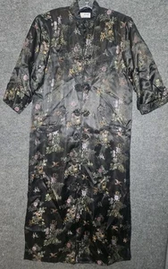 De Colección Esme Chino Cultural Mediano Floral Multicolor Negro Seda Bata Bolsillos - Imagen 1 de 7