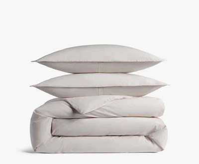 King/California King Casual Organic Cotton Duvet Cover & Sham Set Parchment - Image 1 of 4