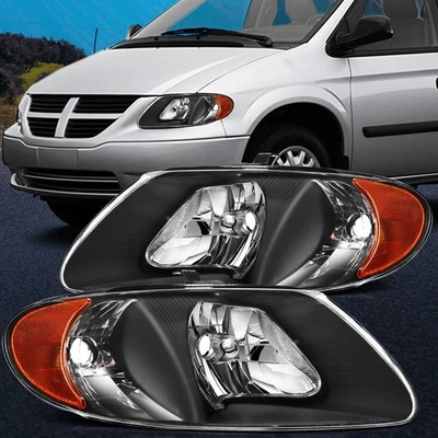 Pair Headlights Assembly Fits 2001-2007 Dodge Caravan LH+RH Side - Image 1 of 4