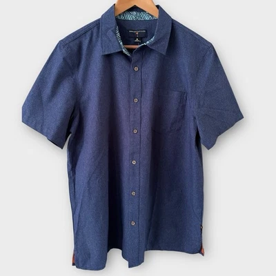 Camisa con botones de manga corta Margaritaville para hombre, azul crepúsculo, talla M, nueva con etiquetas Foto 1 de 4