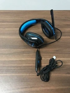 USB And 3.5MM Wired Black And Blue Gaming Headset With Boom Microphone 1E - Picture 1 of 1