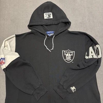 Vintage Starter Las Vegas Raiders NFL Hoodie Men's XL Black White FLAWS READ! - Image 1 of 4