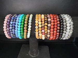 Gemstone Bracelet Natural Bead Stretch Healing Reiki Elastic Crystals Chakra - Picture 1 of 20