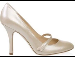 👸🏽 Beatrix Ong Metallic Leather Pumps Princess Mary Janes Shoes 👠 Pink, 38 - Picture 1 of 10