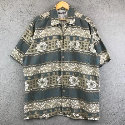 Винтажная гранж-рубашка 80-х Bugle Boy Rad Island цветочный узор дерево на пуговицах размер XL - Изображение 1 из 4
