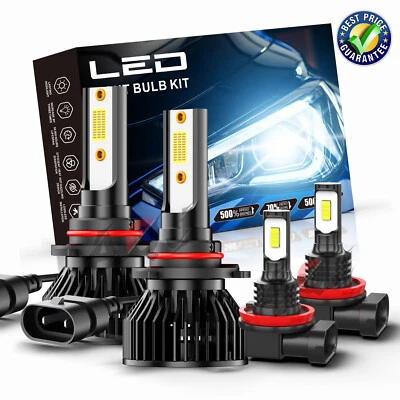 For Fiat 500L 2014-2020 4pcs 6000k LED Headlight High/Low Beam + Fog Light Bulbs - Image 1 of 4