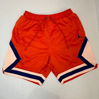 Nike Air Jordan Satin Diamond Basketball Shorts Orange/Blue AO2820-891 Size S - Image 1 of 4