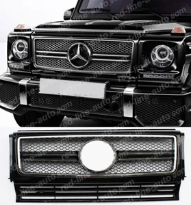 1990-18 Mercedes G SUV w463 AMG G63-look Grille Chrome Obsidian Black single fin - Picture 1 of 11