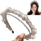 Shimmering Crystal Headband Eye-catching Hairband Pearls Headband for Bride