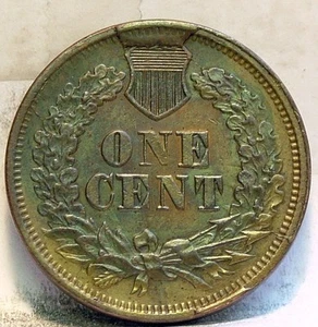 1866 INDIAN CENT FS 303 RPD SNOW 9 LDS UNIQUE LDS MASSIVE CUD TERMINAL DIE STATE - Picture 1 of 7