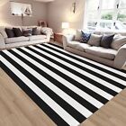Black and White Striped Rug 5x8 Cotton Woven Rug Farmhouse Washable Rug Indoo...