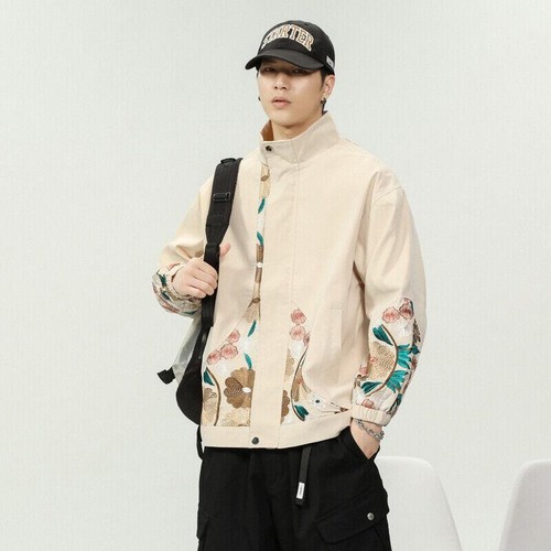 OFF WHITE Giacca oversize larghe da uomo retrò stile cinese ricamato con supporto colletto sciolto sciolto