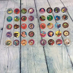 Vintage Pogs Milk Caps Lot of 40 Pieces w Storage Pages Kaps 1990s - PL4 - Picture 1 of 16