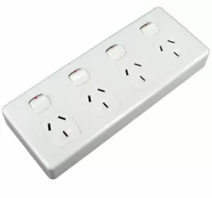 10 Amp Quad Power Point 4 Gang Socket Outlet 10A GPO - Picture 1 of 3