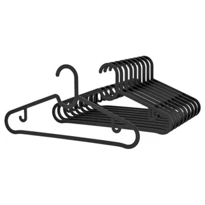 60x Ikea Bulk Heavy Duty Adult Black Coat Hangers Strong Plastic Clothes Hanger - Picture 1 of 6