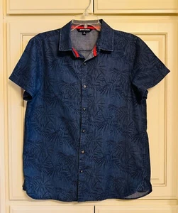 Boy's MODIS CASUAL Short Sleeve Button up Collared Blue Tropical Shirt Size Smal - Picture 1 of 7