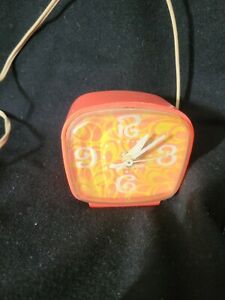Early 70s Psychedelic Orange GE Alarm Clock (as is, parts or repair)