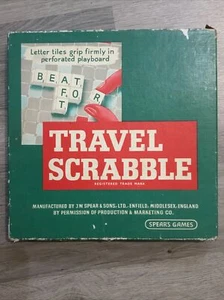 Vintage Travel Scrabble Spears Games,100 Tiles,board,4 Wood Racks,legs Missing - Picture 1 of 11