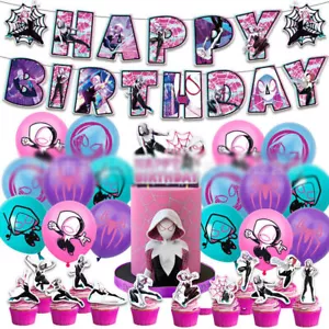 Spider Gwen Kids Boys Girls Birthday Party Supplies Decor Balloons Banner Topper - Picture 1 of 4