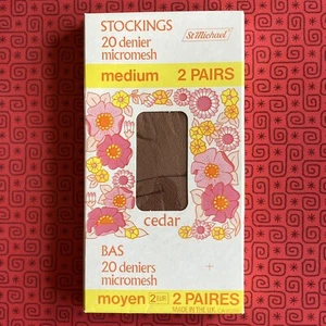 St Michael Stockings Medium 2 Pairs Vintage 70s Size 9½ - 10 Unusued Boxed - Photo 1 sur 3