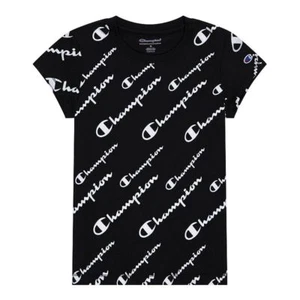 Champion Black Short Sleeve All Over Logo Classic Tee NWT Kids Size Large - Picture 1 of 6