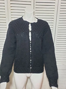 Vintage North of New York 100 % Wolle von Hand gestrickt Knopfleiste Pullover Größe M - Bild 1 von 3