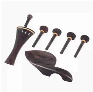 5set New Natural Ebony wood 4/4 violin Parts Peg Tailpiece chinrest endpin - Picture 1 of 1