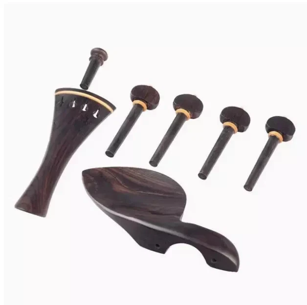 5set New Natural Ebony wood 4/4 violin Parts Peg Tailpiece chinrest endpin - Image 1 of 1