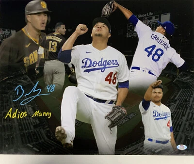 BRUSDAR GRATEROL DODGERS SIGNED 16X20 WITH MACHADO "ADIOS MANNY" PHOTO EDIT PSA - Image 1 of 3