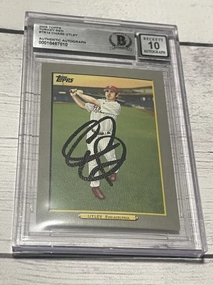 Chase Utley Signed Card Topps Turkey Red Slabbed Beckett IP Auto Phillies b - Image 1 of 3